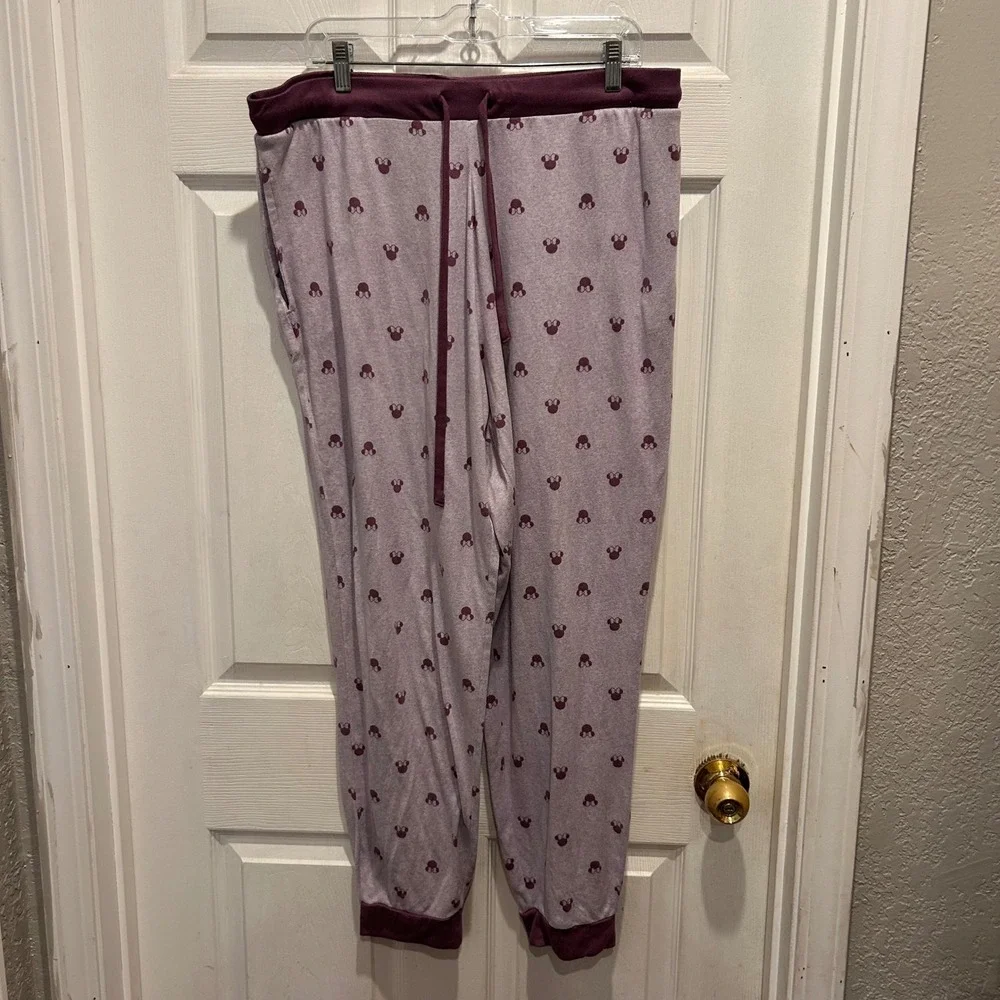 Disney Minnie Mouse Pajama Set Womens XL Purple‎ Long Sleeve Joggers Loungewear - Picture 7 of 9